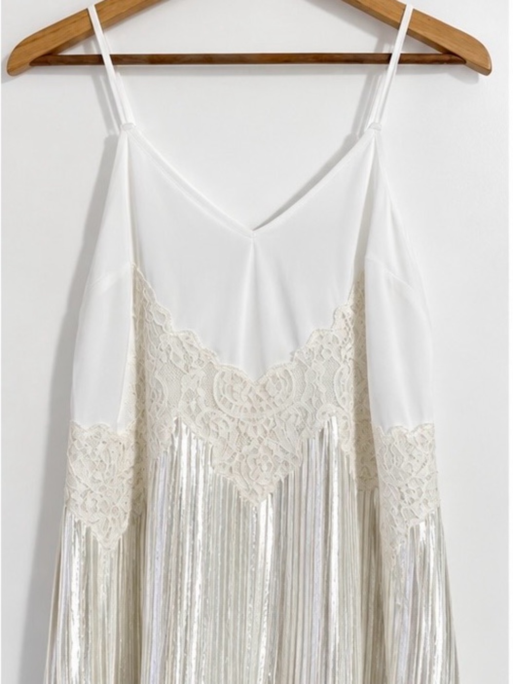 Express White Lace Trim Satin Camisole